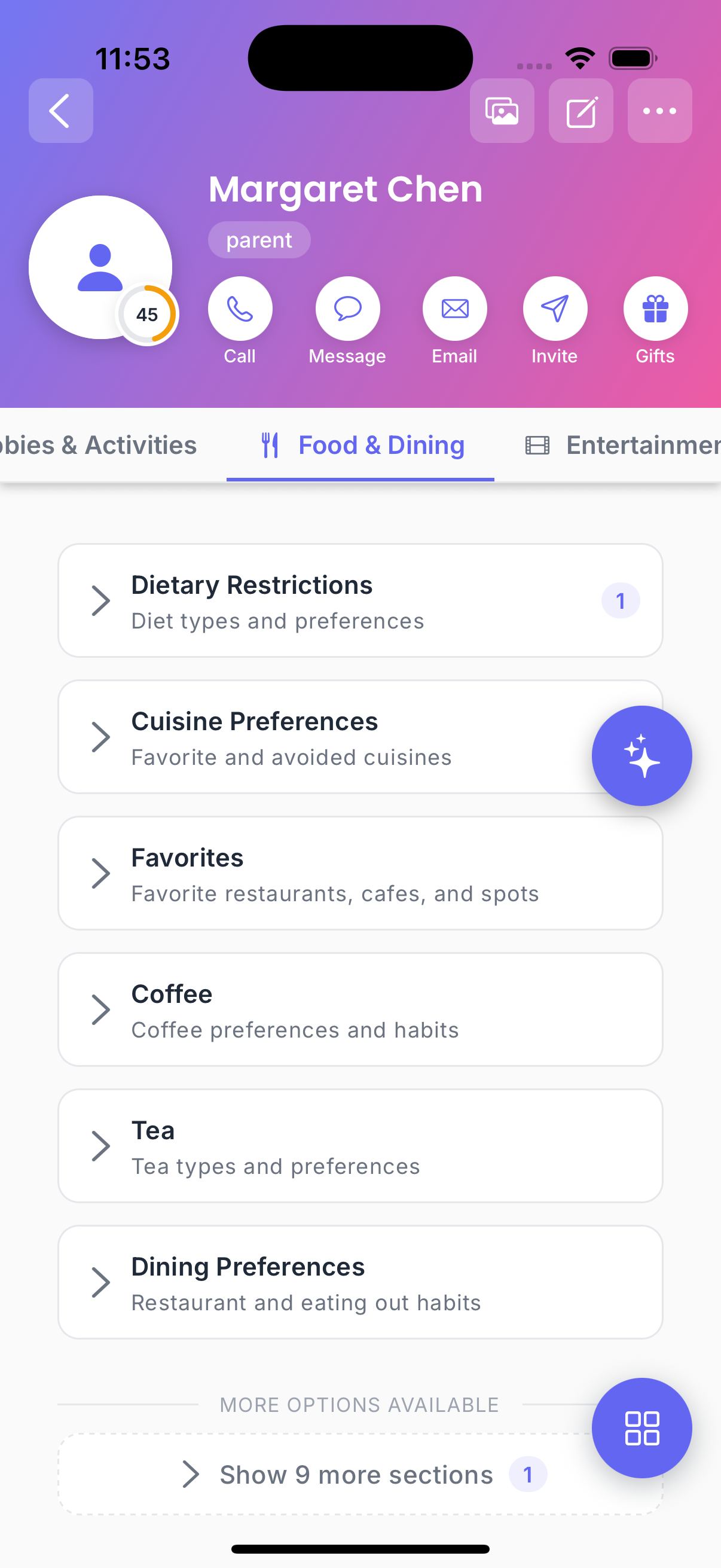 Food preferences and dietary restrictions